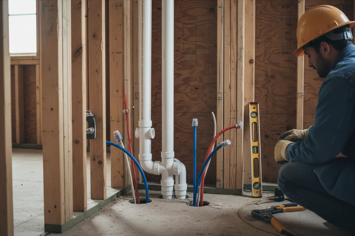 Drain and supply rough-in during Garbage Disposal Repair in Ivel
