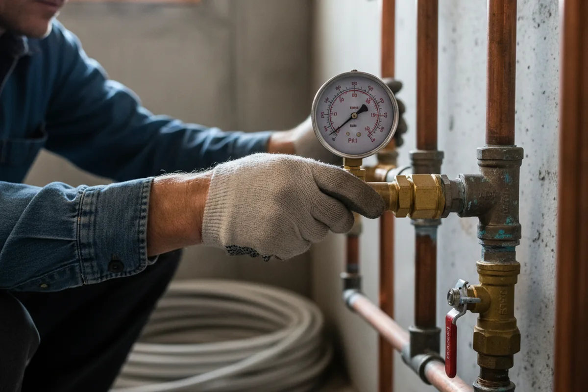 Pressure testing a repaired line during Water Line Repair in Ivel